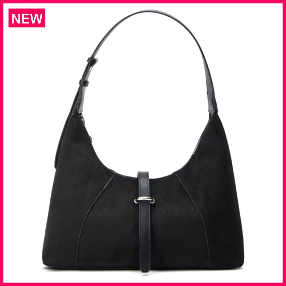 Vintage Faux Suede Shoulder Bag Crossbody Tote Purse Satchel - Picture 2 of 8